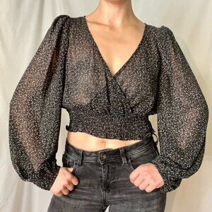 French Kiss Sheer Cropped Top + Belle Sleeves Sz S
